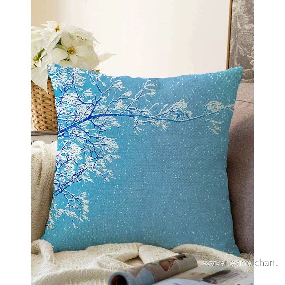 Modrý povlak na polštář s příměsí bavlny Minimalist Cushion Covers Winter Wonderland, 55 x 55 cm v:1377879