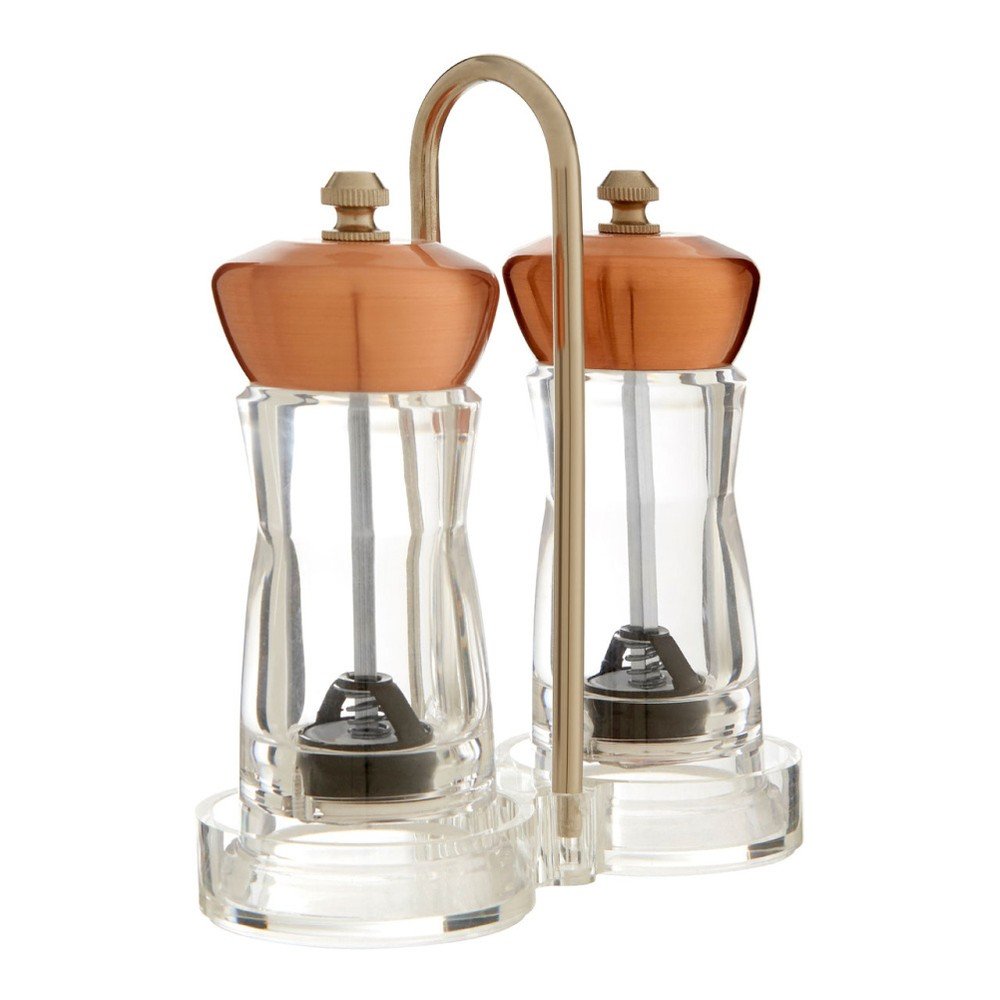 Set mlýnku na sůl a pepř s detailem měděné barvy se stojanem Premier Housewares Mill v:1140356