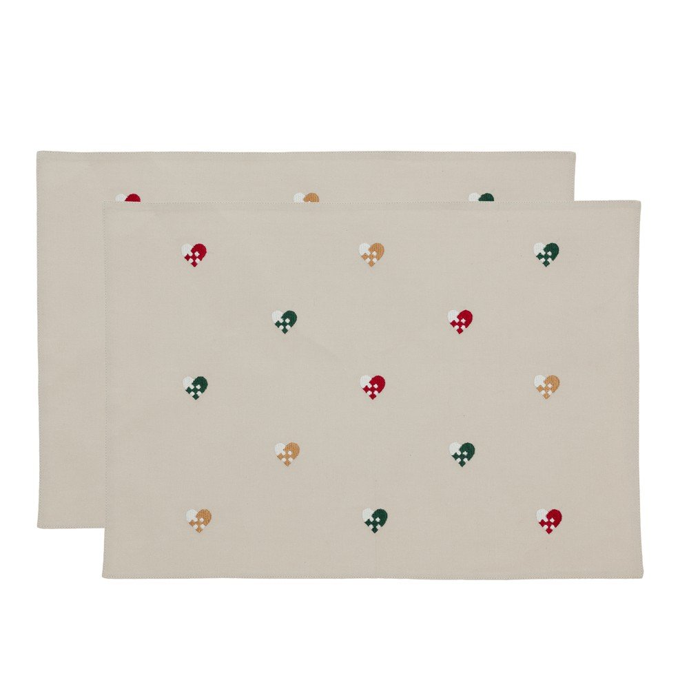 Látková prostírání v sadě 2 ks 33x48 cm Hearts Embloidery – Södahl v:1699536