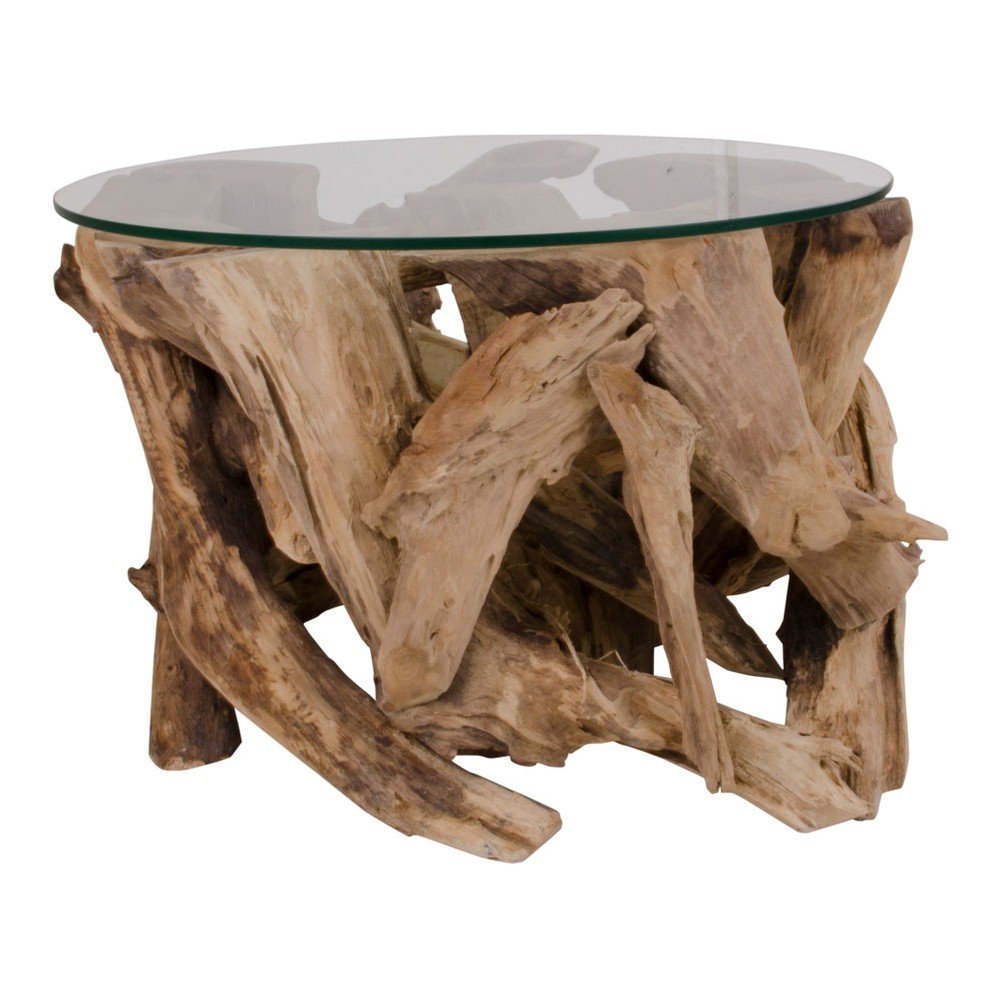Hnědý kulatý konferenční stolek se skleněnou deskou ø 60 cm Grand Canyon – House Nordic v:874456