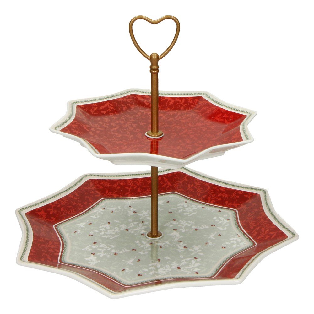 Porcelánový dvoupatrový etažér s vánočním motivem Brandani Alzata Stella Connubio v:1391855