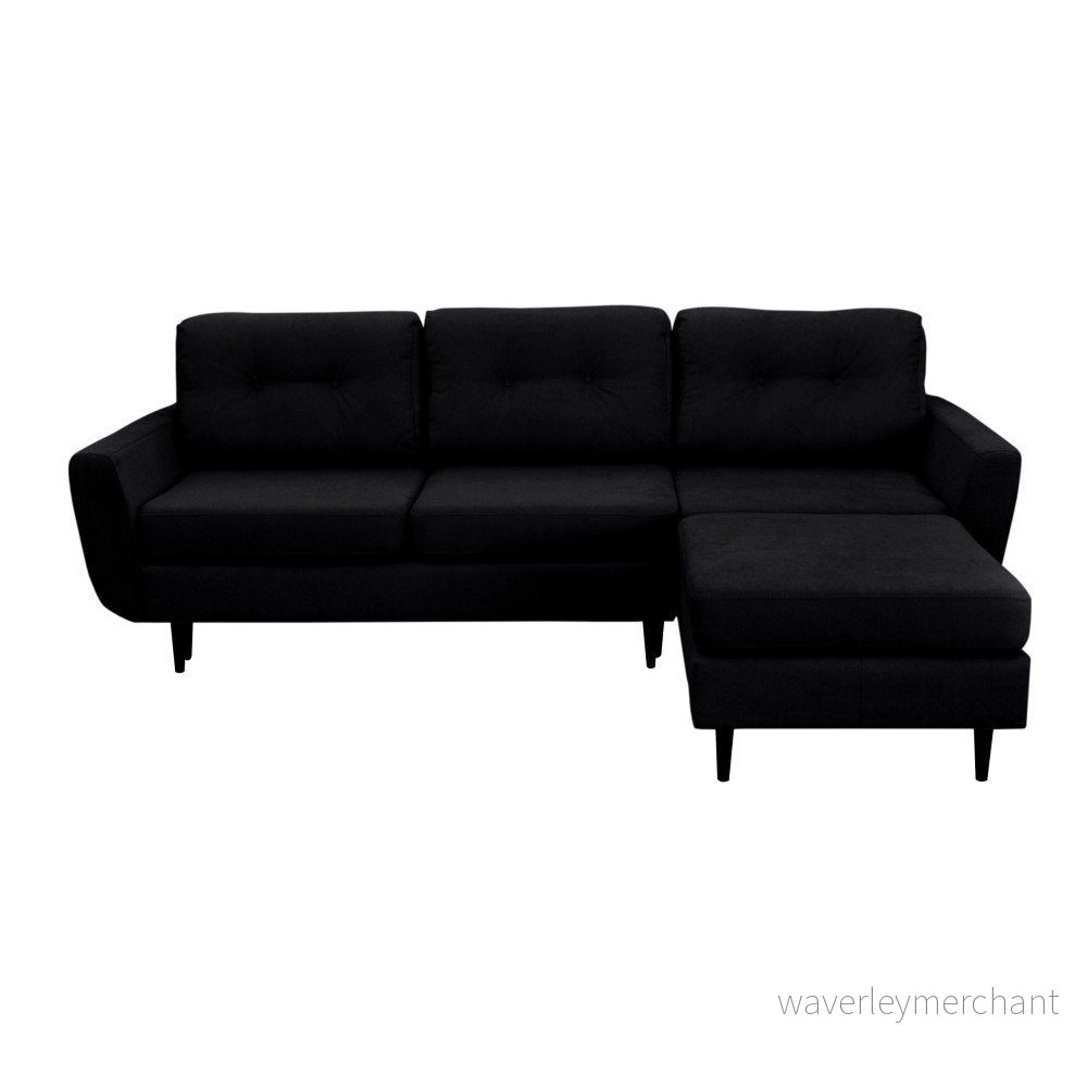Černá rozkládací pohovka s černými nohami Mazzini Sofas Hortensia, pravý roh v:960146