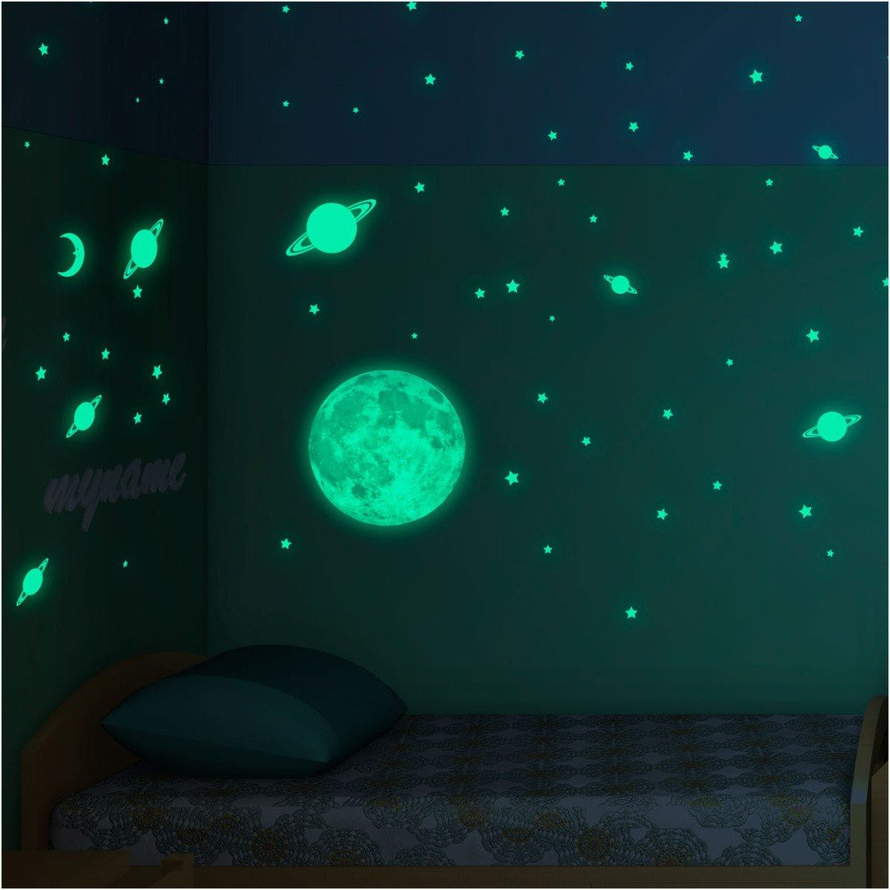 Sada nástěnných dětských svítících samolepek Ambiance Moon Small Stars and Planets v:1311536