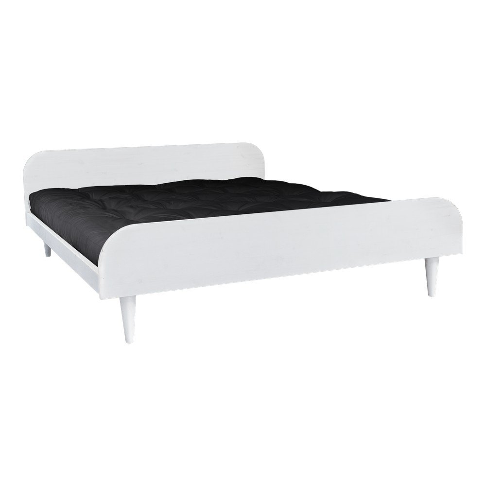 Dvoulůžková postel z borovicového dřeva s matrací Karup Design Twist Double Latex White/Black, 140 x 200 cm v:1309084