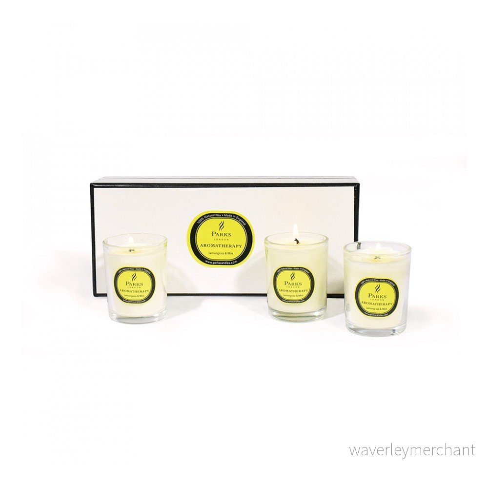 Sada 3 svíček s vůní citronové trávy a máty Parks Candles London Lemongrass, Mint, 20 hodin hoření v:903622