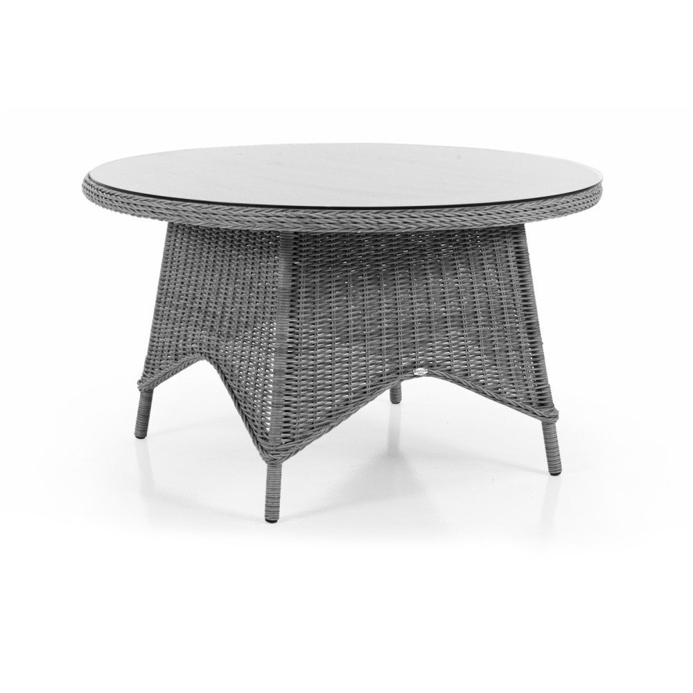 Šedý zahradní stolek se skleněnou deskou Brafab Paulina, ⌀ 130 cm v:1014032