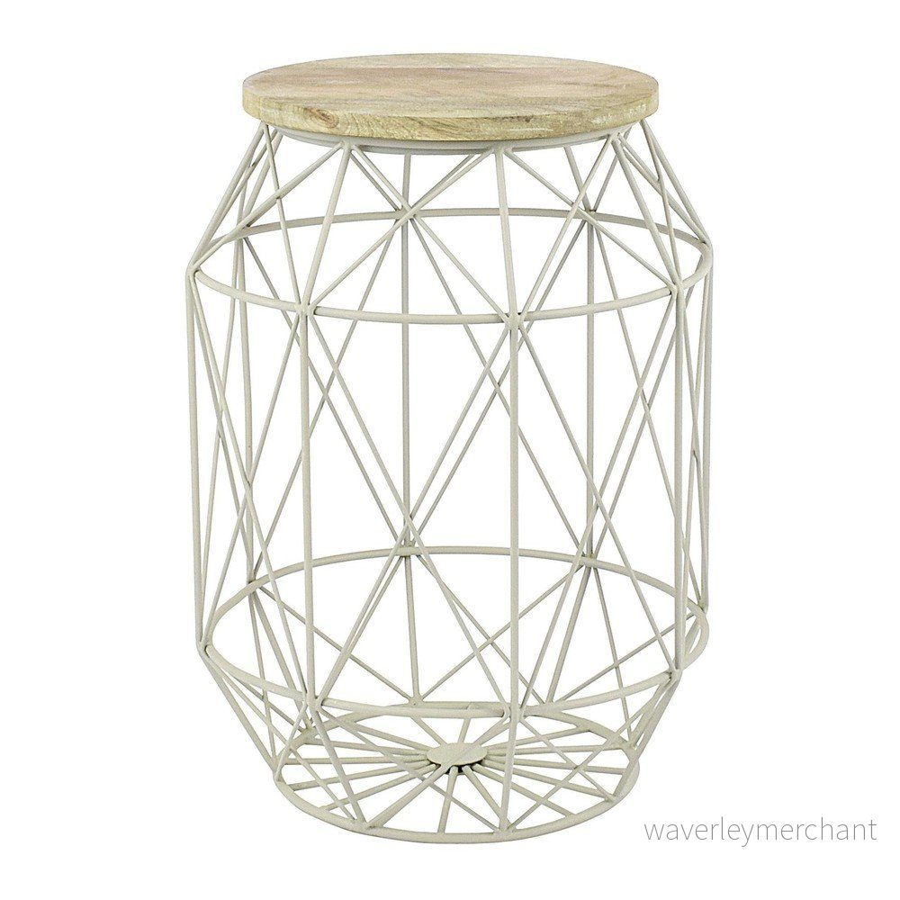 Šedý stolek se snímatelnou deskou z mangového dřeva HF Living Dome, ø 35 cm v:692578