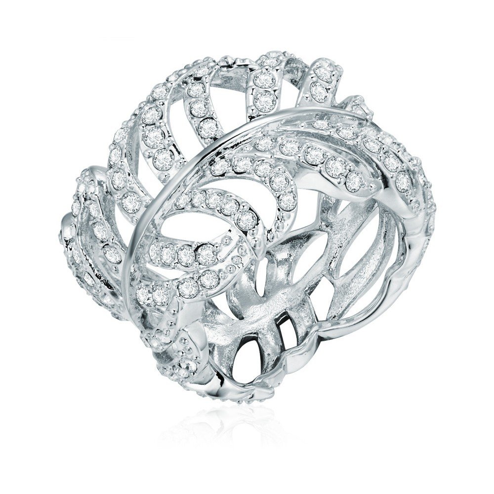 Prsten ve stříbrné barvě s krystaly Swarovski Saint Francis Crystals Pluma, vel. 58 v:1251584