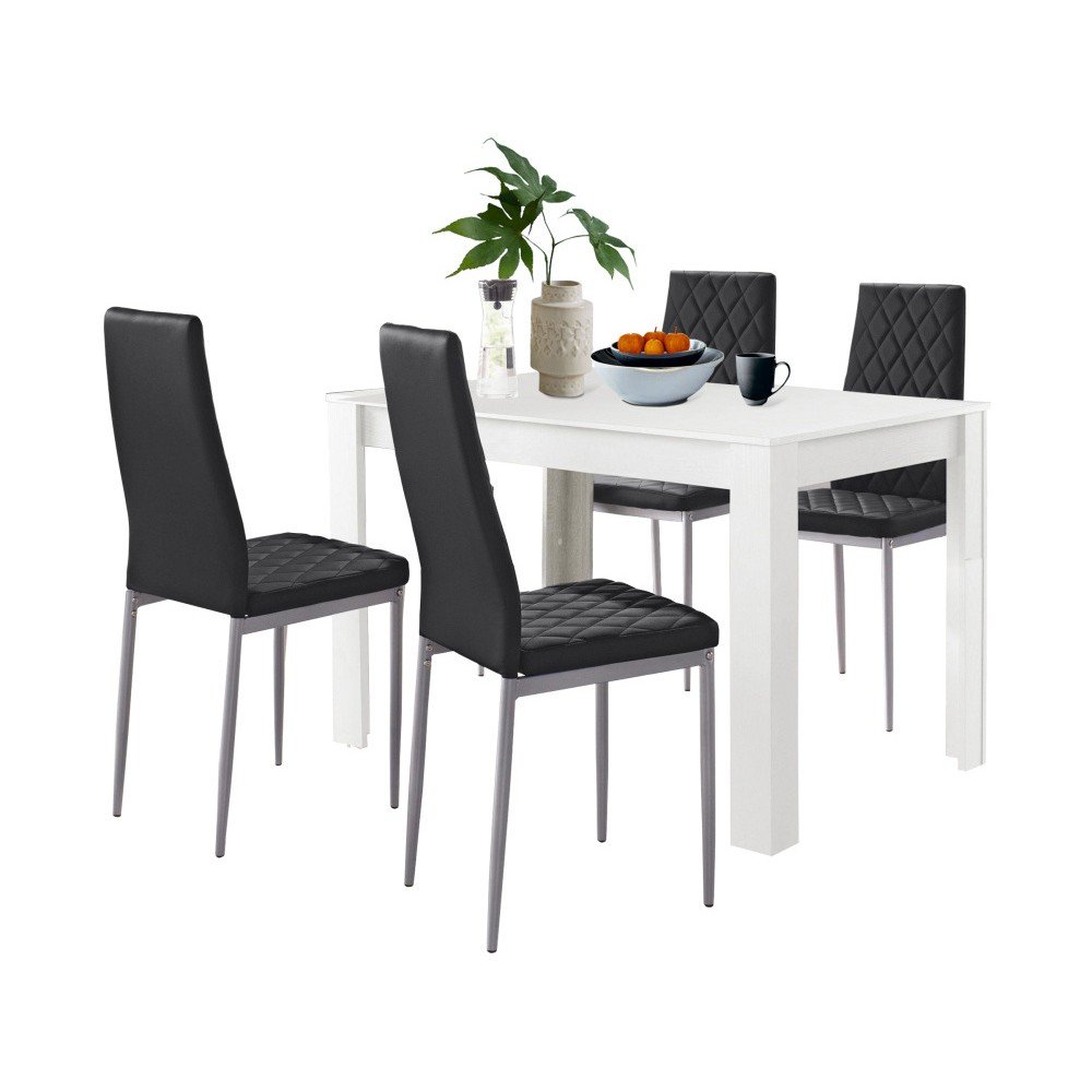 Set bílého jídelní stolu a 4 černých jídelních židlí Støraa Lori and Barak, 120 x 80 cm v:957326