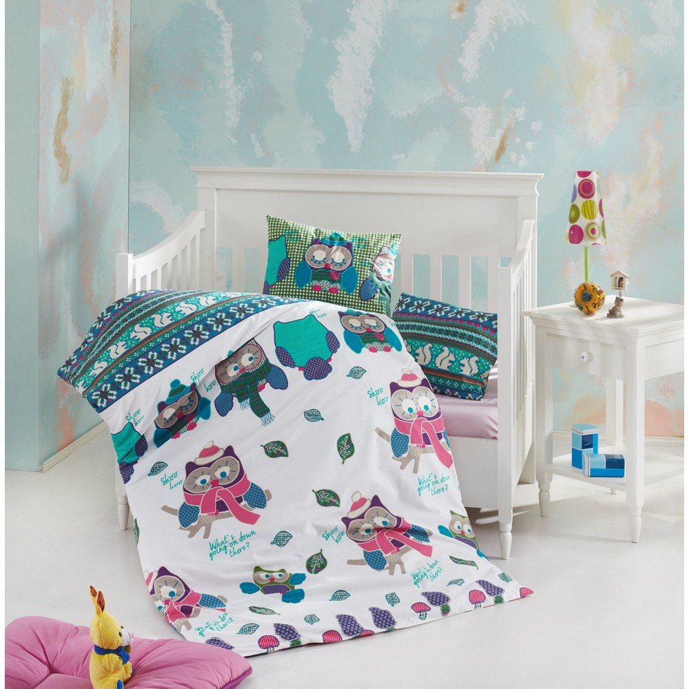 Set bavlněného dětského povlečení s prostěradlem Nazenin Home Owly, 100 x 150 cm v:1114976