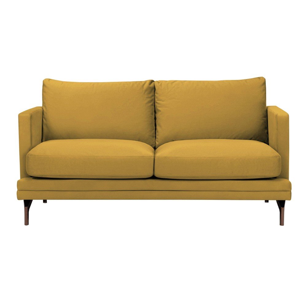 Žlutá dvoumístná pohovka s podnožím v zlaté barvě Windsor & Co Sofas Jupiter v:1070144