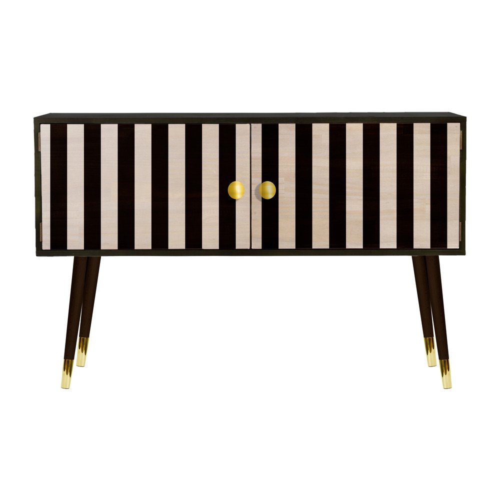Komoda z masivního borovicového dřeva Velvet Atelier Au Cafe Golden Black Strips v:1336304
