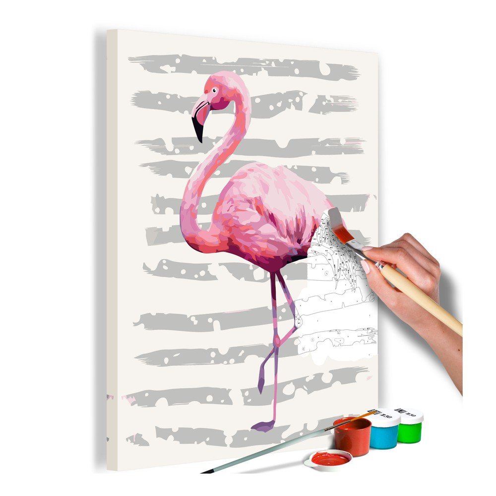 DIY set na tvorbu vlastního obrazu na plátně Artgeist Flamingo, 40 x 60 cm v:1079156