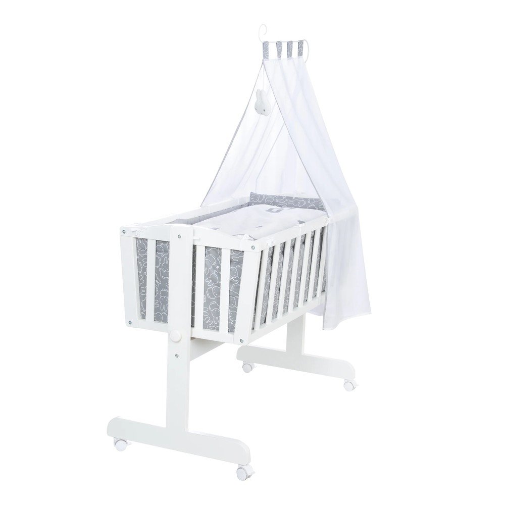 Bílo-šedá kolébka na kolečkách s nebesy 40x90 cm Miffy – Roba v:1579088