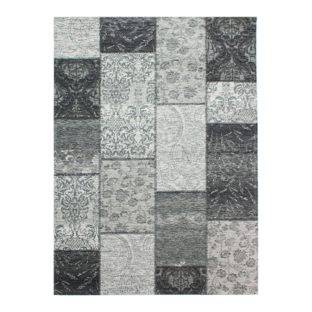 Tmavě šedý koberec Flair Rugs Patchwork Chennile Black Grey, 155 x 230 cm v:1250976