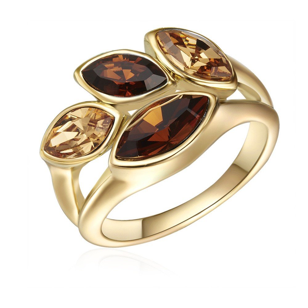 Prsten ve zlaté barvě s krystaly Swarovski Saint Francis Crystals Autumn Leaf, vel. 58 v:1251548