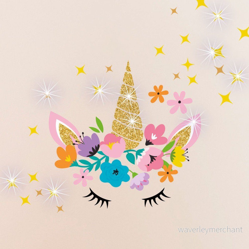 Nástěnné dětské samolepky Ambiance Unicorn With Stars and Swarovski Crystal v:1311578
