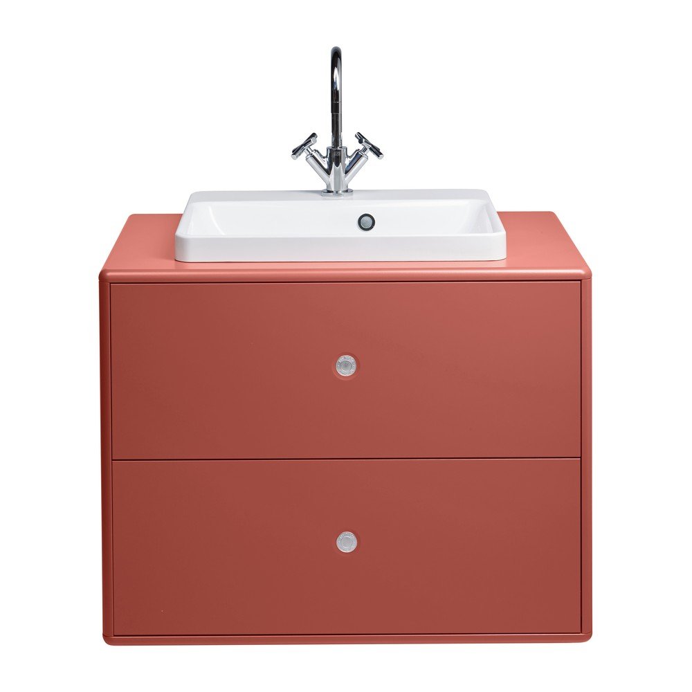 Červená skříňka s umyvadlem bez baterie 80x62 cm Color Bath v:1431733
