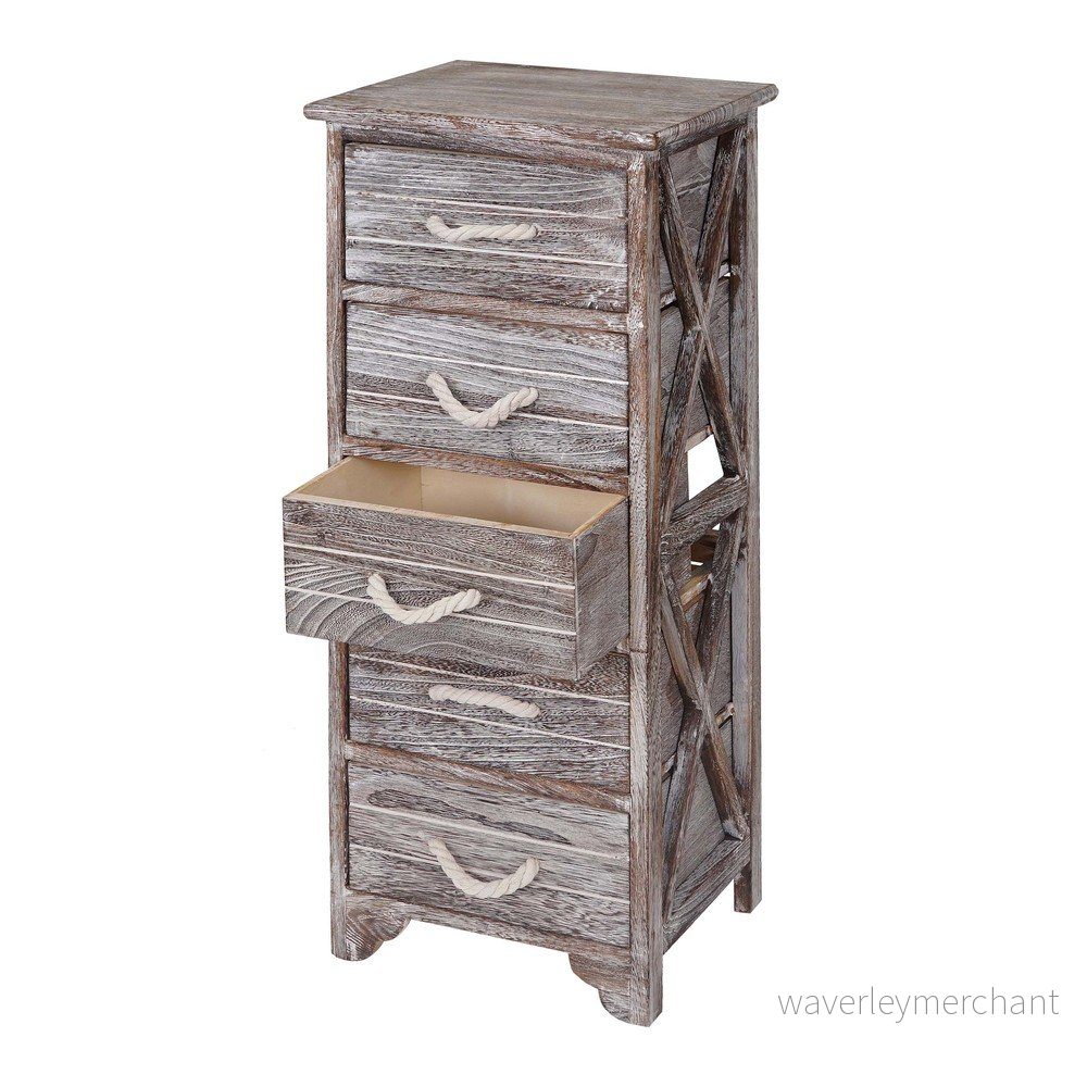 Dřevěná skříňka s 5 šuplíky Mendler Shabby Pitea v:724180