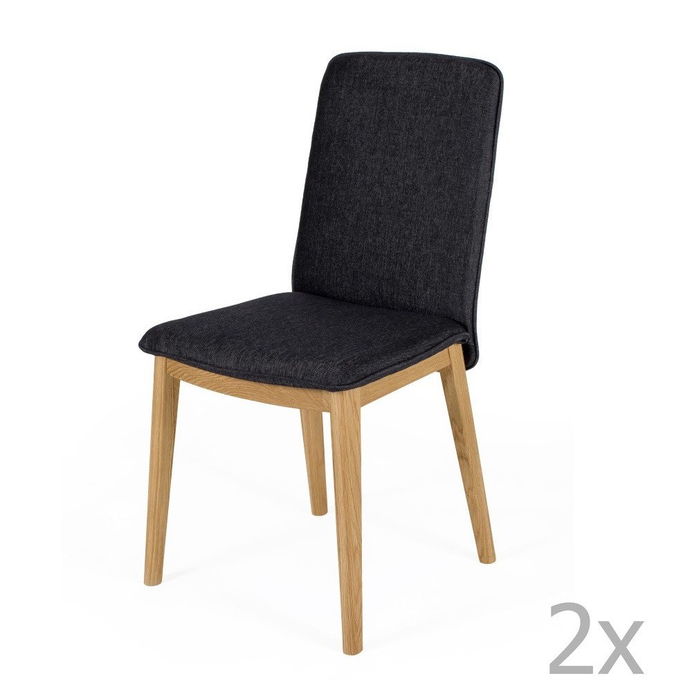 Sada 2 jídelních židlí s podnožím z dubového dřeva Woodman Adra Dark Lighter Half v:980524