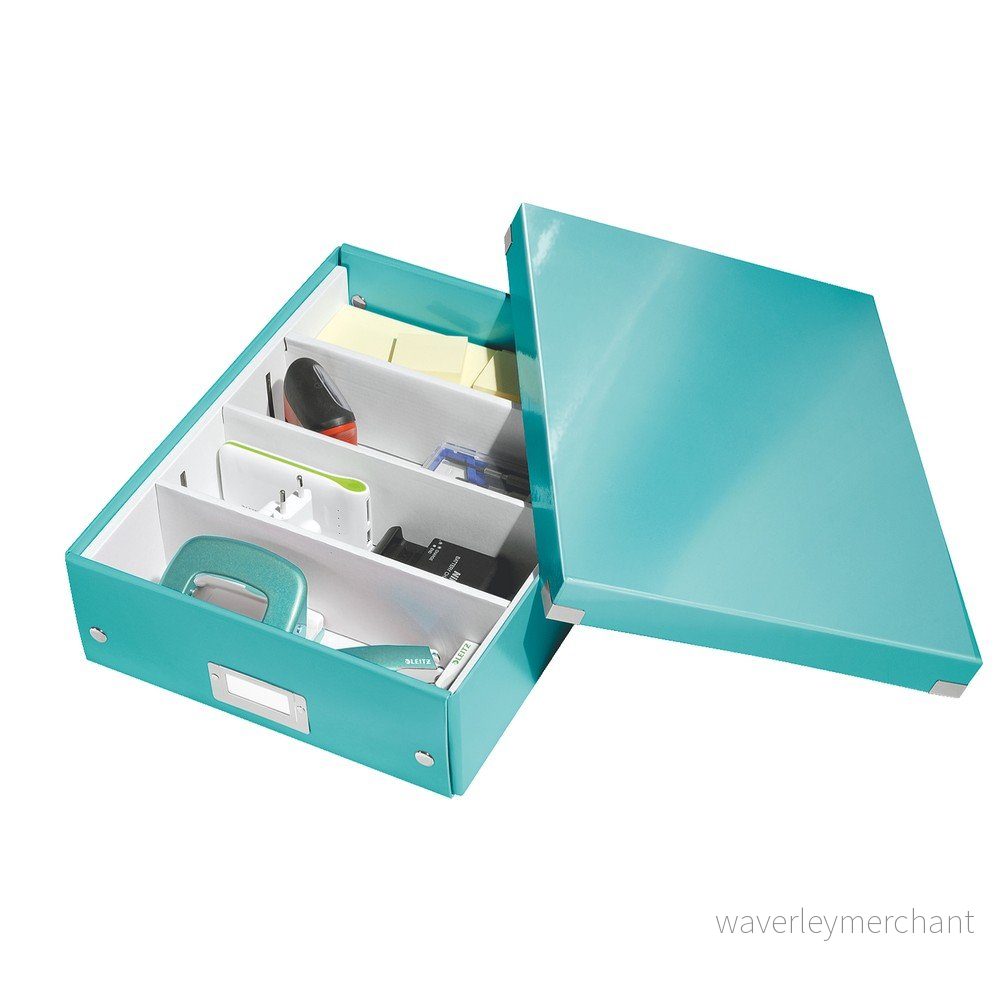 Zelený/tyrkysový kartonový úložný box s víkem 28x37x10 cm Click&Store – Leitz v:1369825