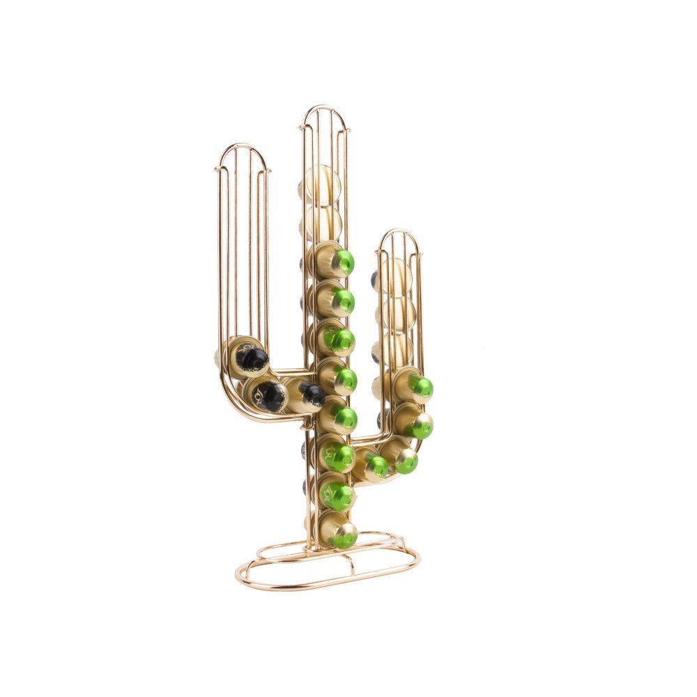 Stojan na 48 kávových kapslí ve zlaté barvě Present Time Cactus v:921336