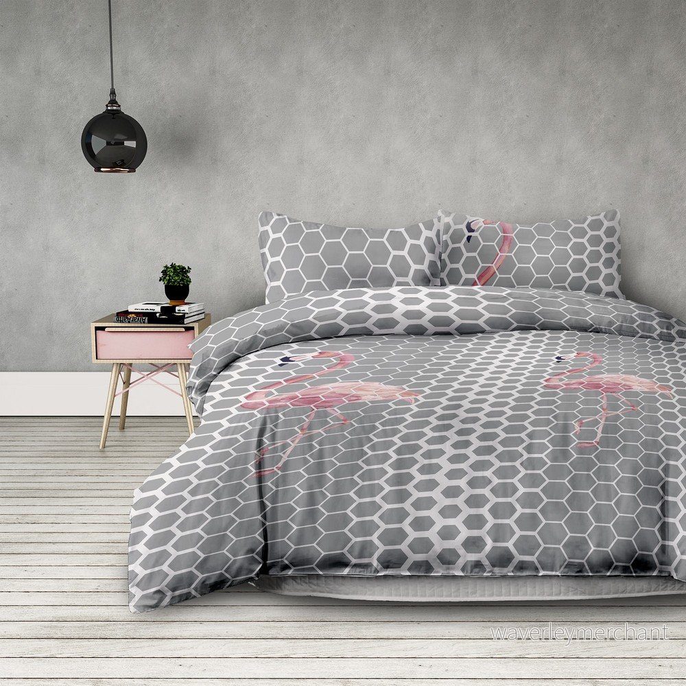 Povlečení z mikrovlákna na jednolůžko AmeliaHome Flamingo Light, 155 x 220 cm v:1189782