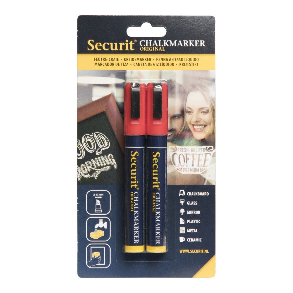 Sada 2 červených křídových popisovačů na vodní bázi Securit® Liquid v:1108636