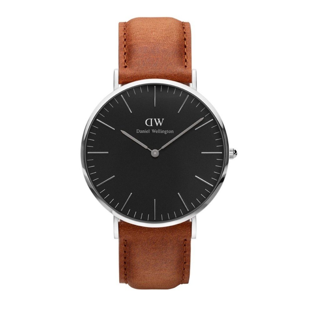 Unisex hodinky s hnědým páskem Daniel Wellington Durham Silver, ⌀ 40 mm v:902816
