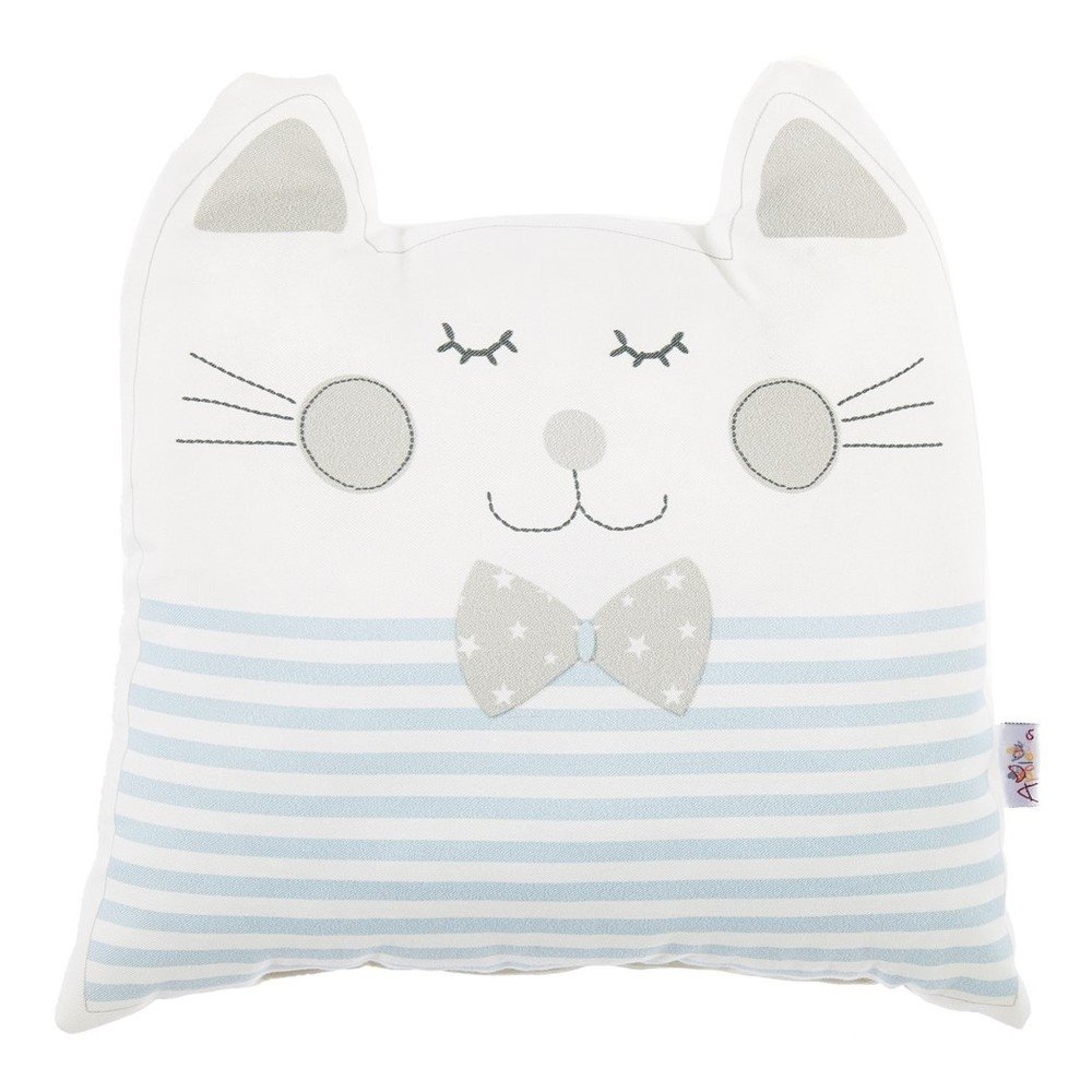 Modrý dětský polštářek s příměsí bavlny Mike & Co. NEW YORK Pillow Toy Big Cat, 29 x 29 cm v:1284908