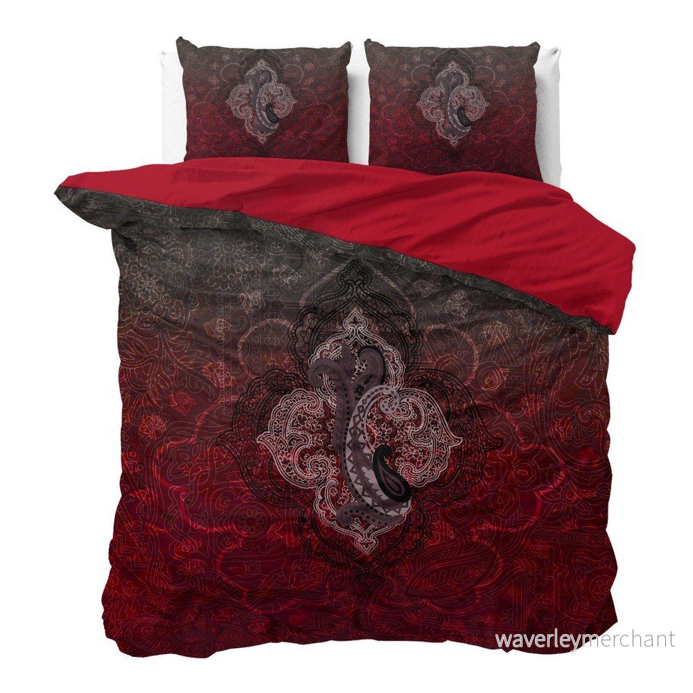 Černo-červené povlečení z mikroperkálu Sleeptime Modern Paisley, 200 x 220 cm v:938566