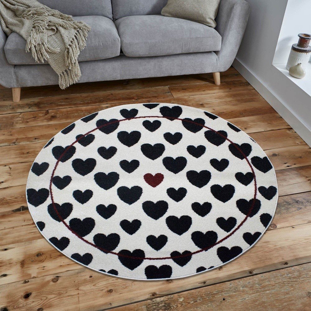 Černo-bílý koberec Razzo Heart, ⌀ 150 cm v:1135494