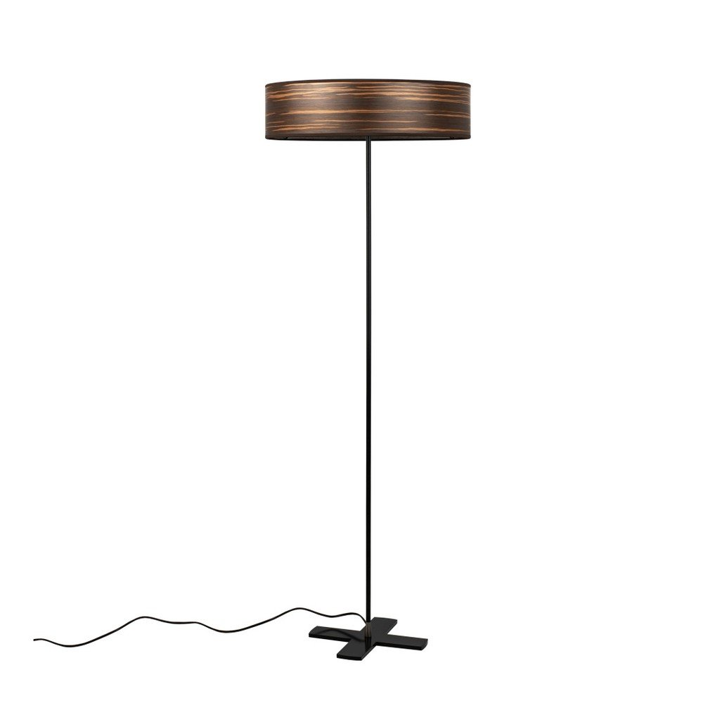Tmavě hnědá volně stojící lampa se stínidlem z přírodní dýhy Bulb Attack Ocho v:1187418