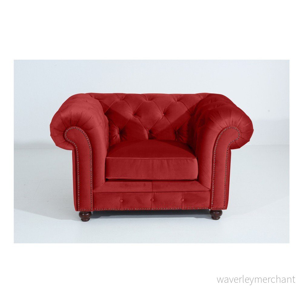 Cihlově červené křeslo Max Winzer Orleans Velvet v:909442