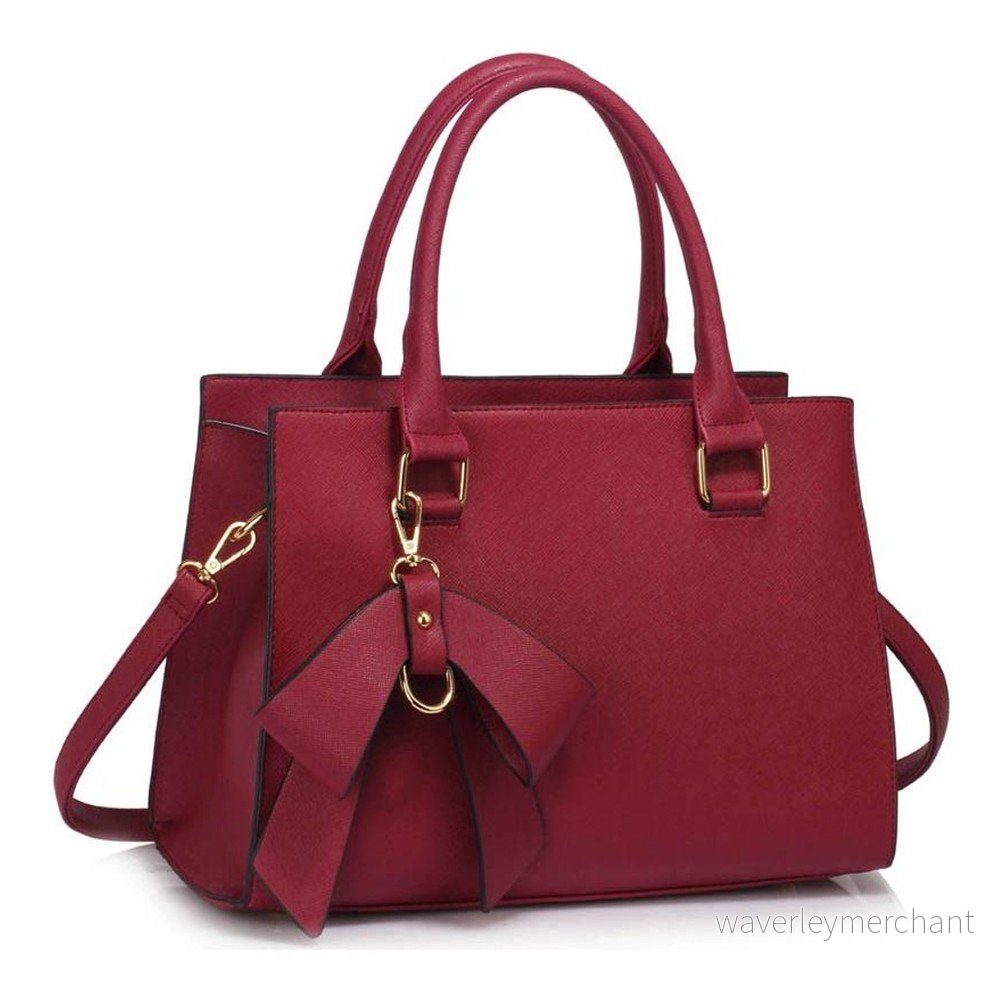 Tmavě červená kabelka z eko kůže L&S Bags Bowcharm v:878242