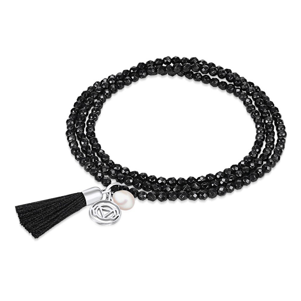 Achátový náramek s přívěskem a perlou Chakra Pearls Ankjee, 57 cm v:743744