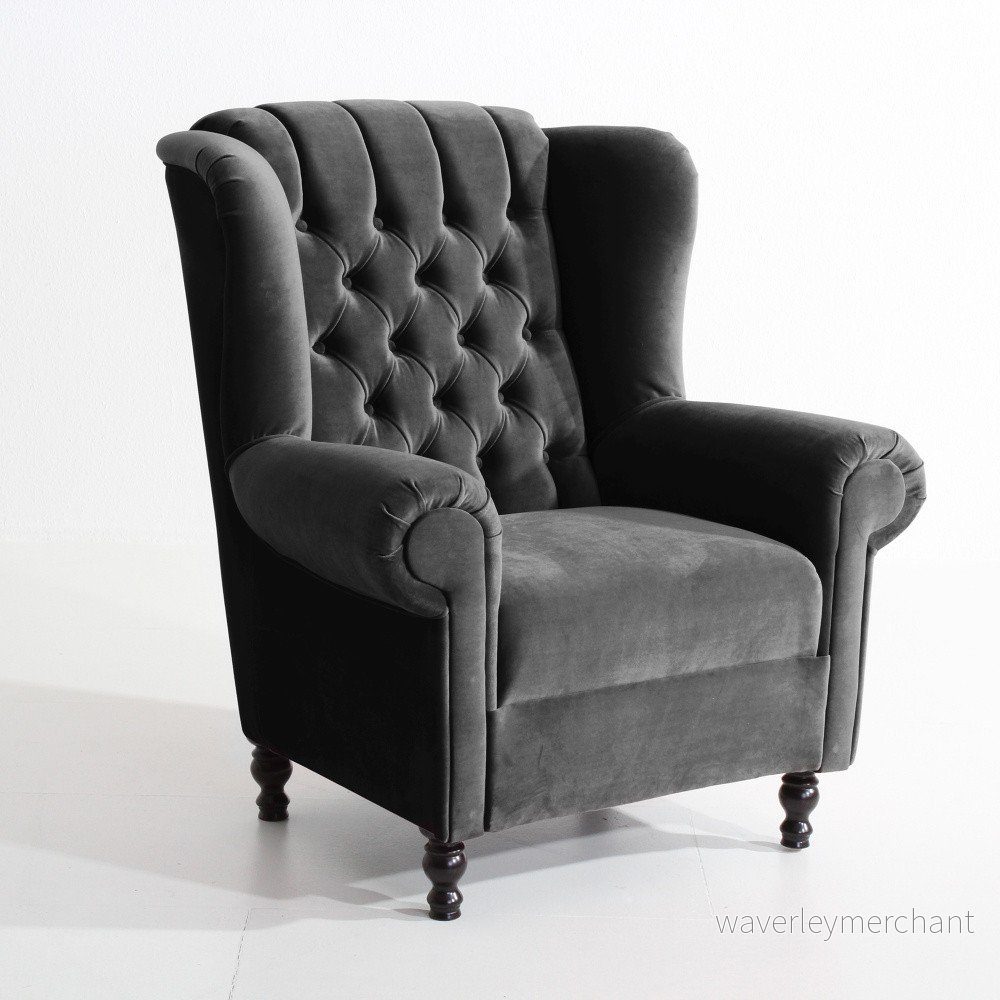 Antracitové sametové křeslo Max Winzer Vary Velvet v:913656
