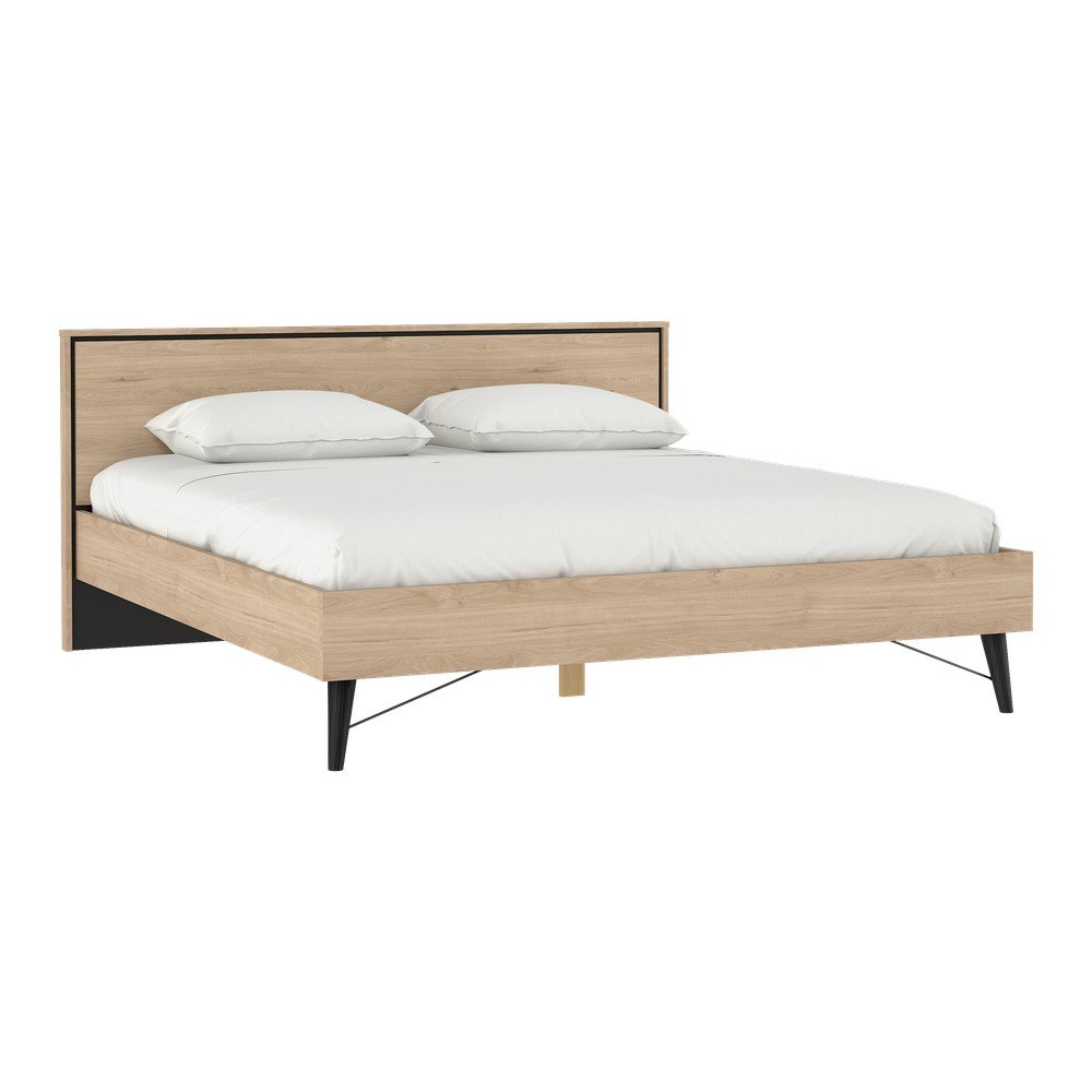 Dvoulůžková postel v dekoru dubu s roštem 180x200 cm v přírodní barvě Ry – Tvilum v:1757138