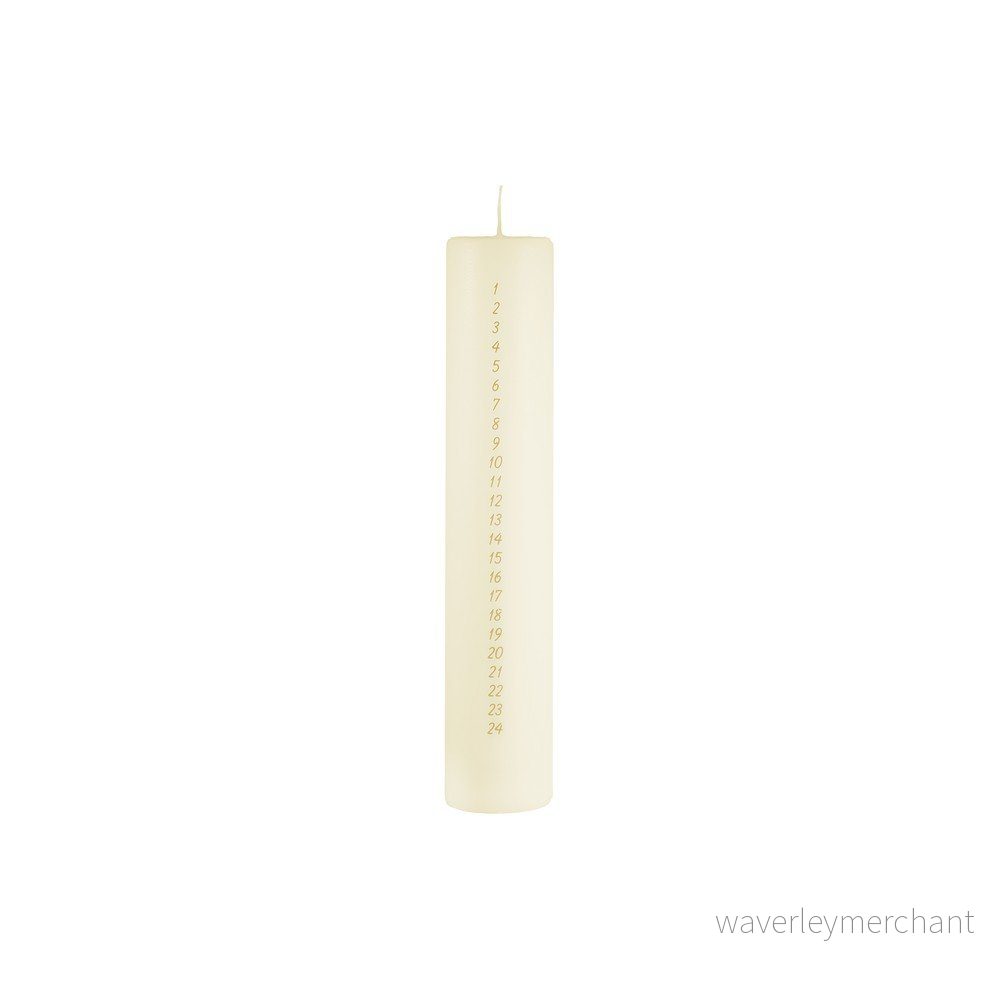 Krémově bílá adventní svíčka s čísly Unipar, doba hoření 70 h v:1390979