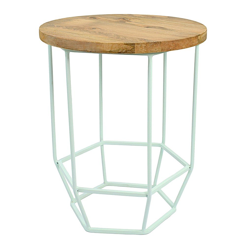 Mentolově zelený stolek se snímatelnou deskou z mangového dřeva HF Living Hexa Mint mini v:692584