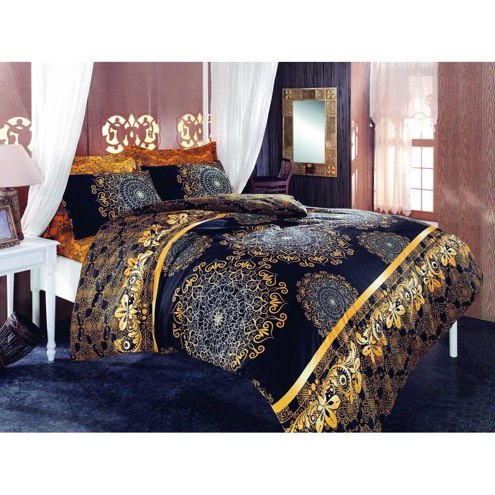 Černé povlečení na dvoulůžko s prostěradlem Osman, 200 x 220 cm v:913296