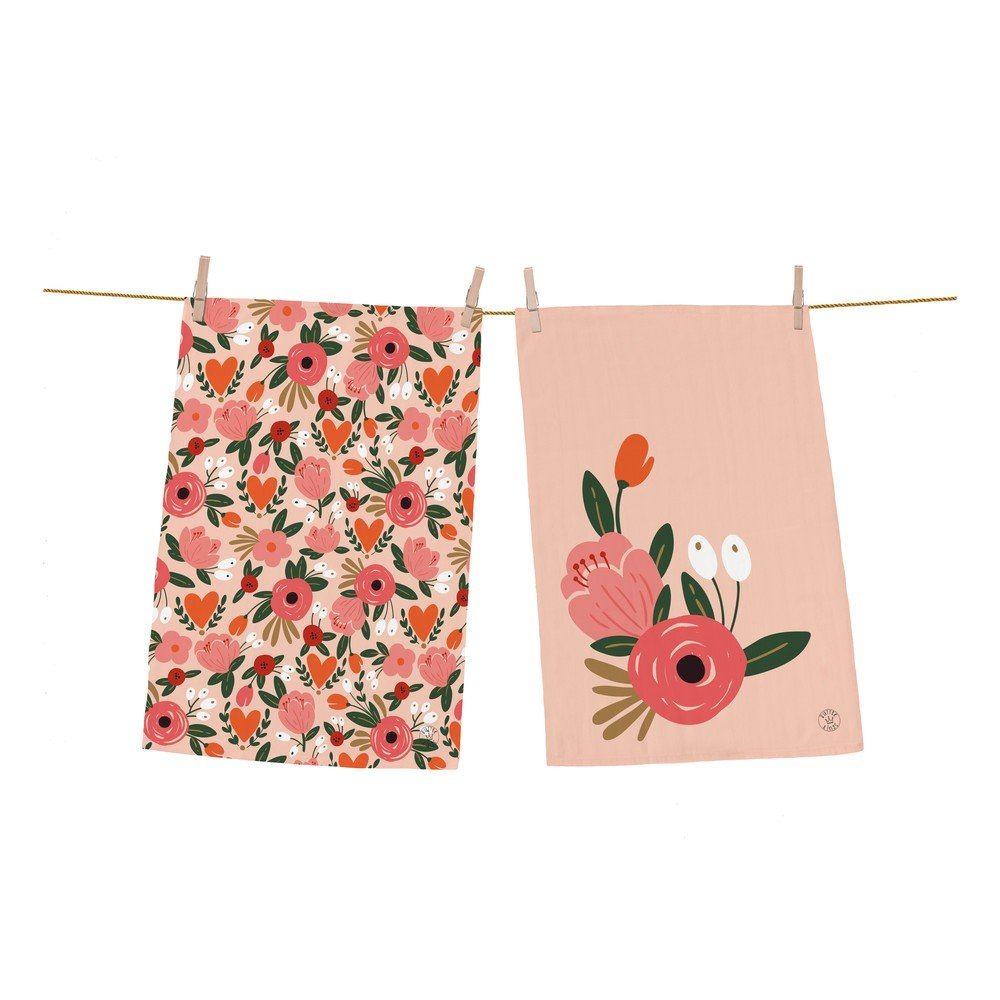 Set 2 kusů utěrek z bavlny Butter Kings Love Flowers, 70 x 50 cm v:1328364