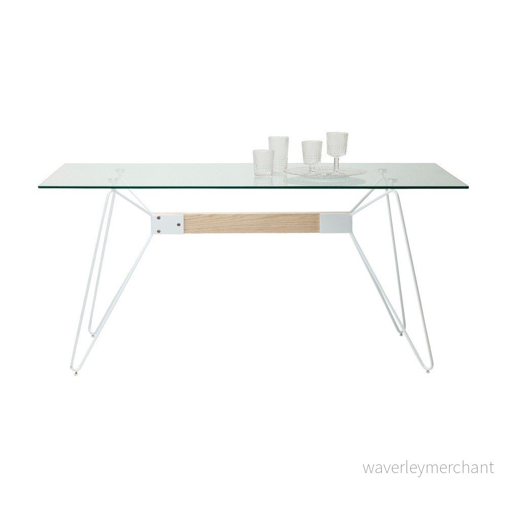 Bílý jídelní stůl s deskou z tvrzeného skla Kare Design Slope, 200 x 90 cm v:1092776
