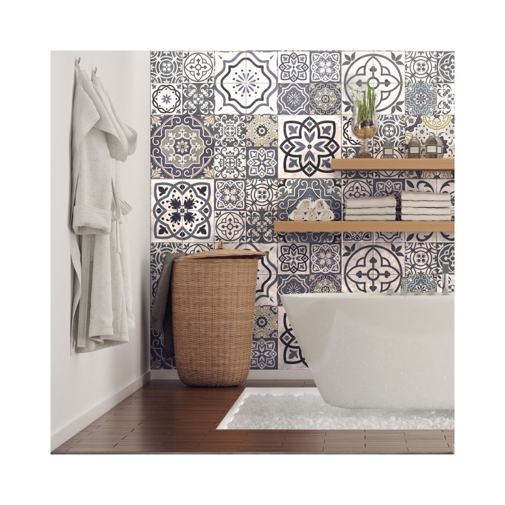 Sada 60 nástěnných samolepek Ambiance Wall Decal Cement Tiles Milonga, 20 x 20 cm v:1204462