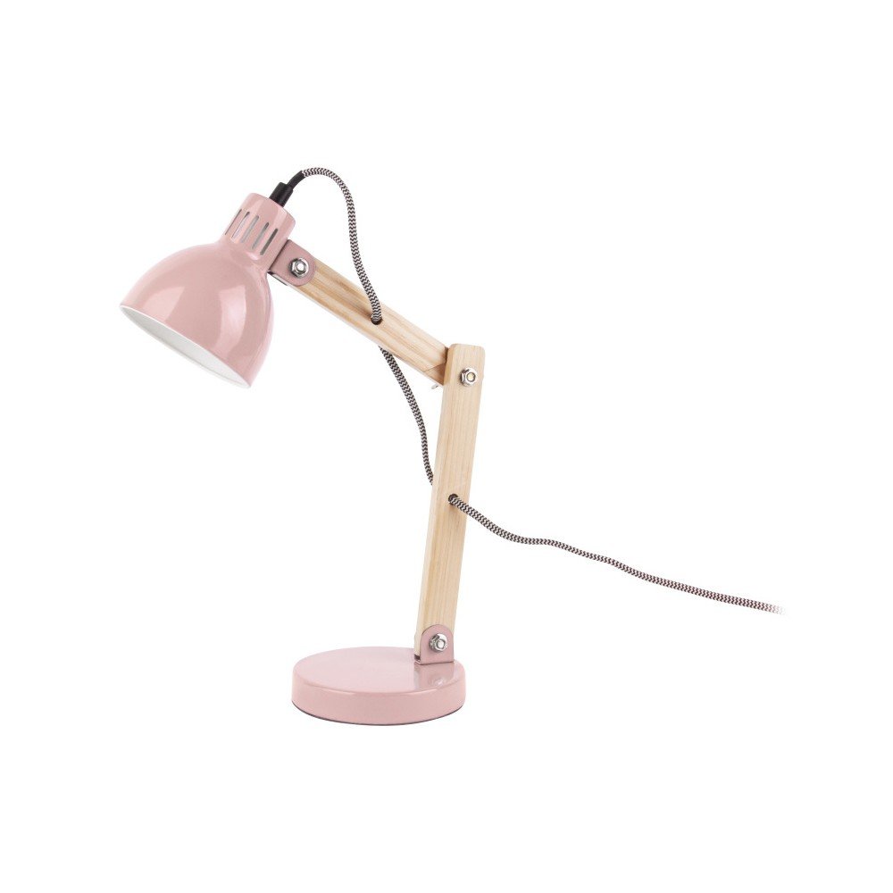 Růžová stolní lampa s dřevěnými detaily Leitmotiv Ogle v:1178824