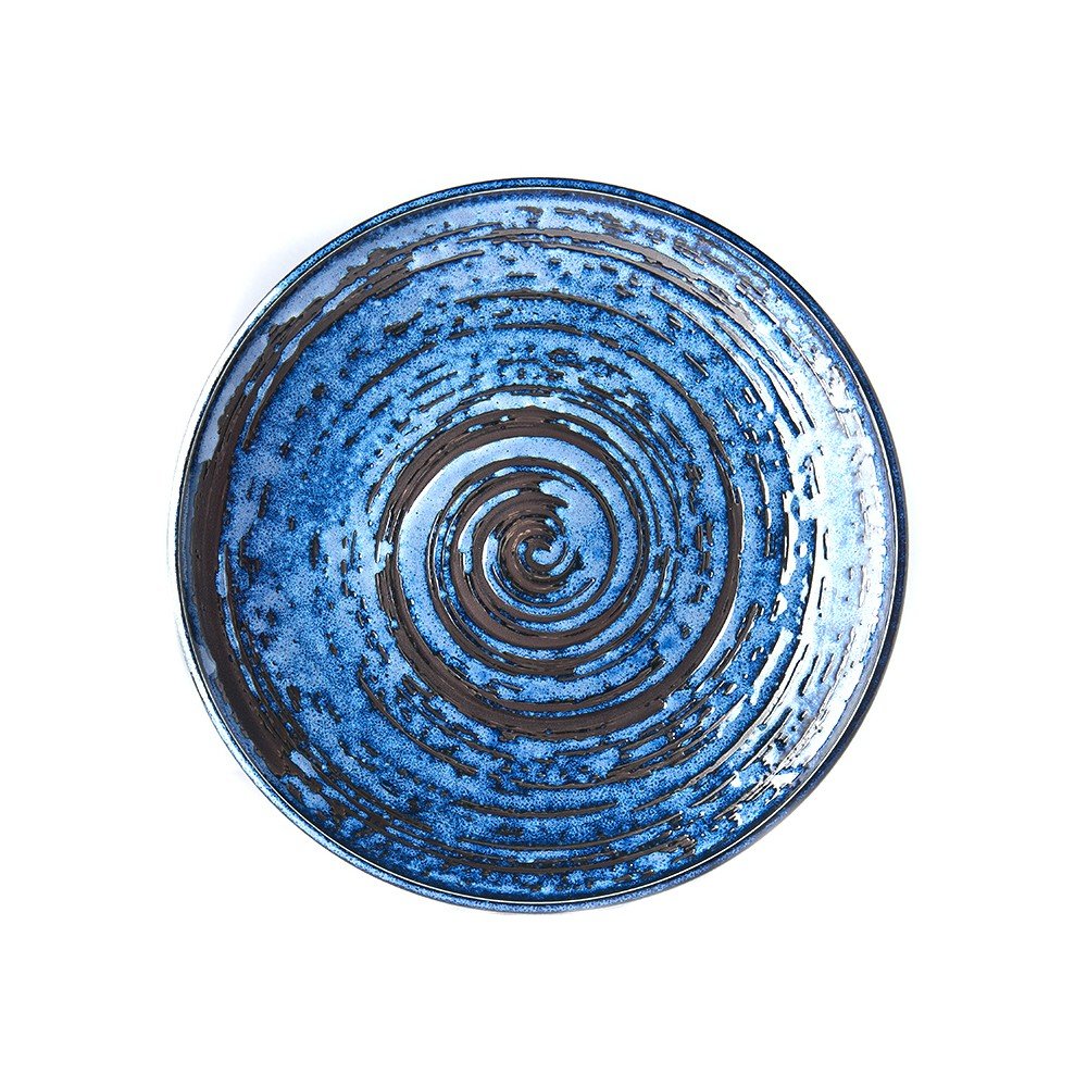 Modrý keramický talíř MIJ Copper Swirl, ø 25 cm v:1347969