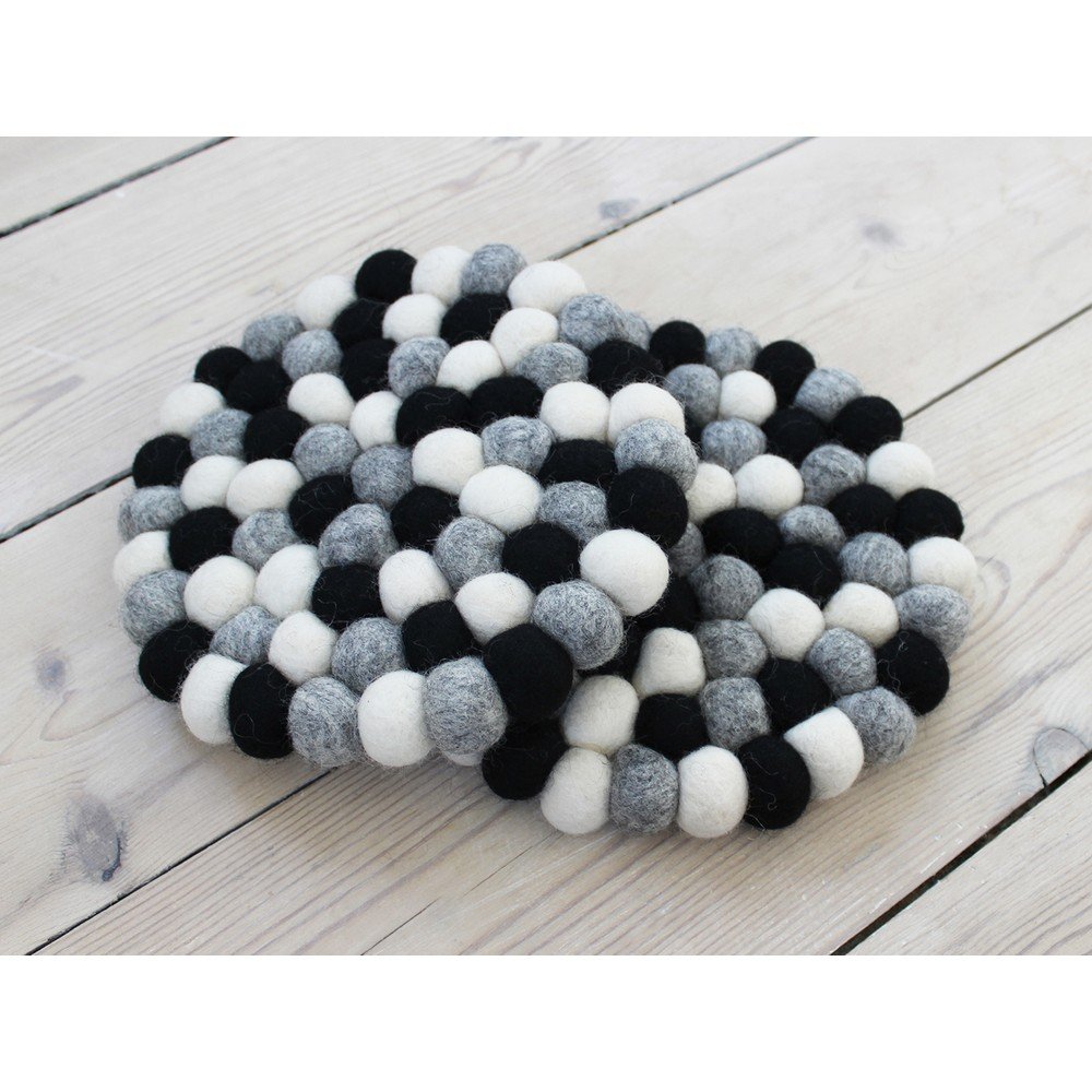 Černo-bílý kuličkový podtácek z vlny Wooldot Ball Coaster, ⌀ 20 cm v:1341093