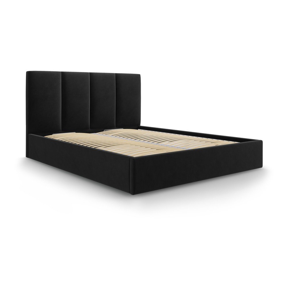 Černá čalouněná dvoulůžková postel s úložným prostorem s roštem 180x200 cm Juniper – Mazzini Beds v:1421009