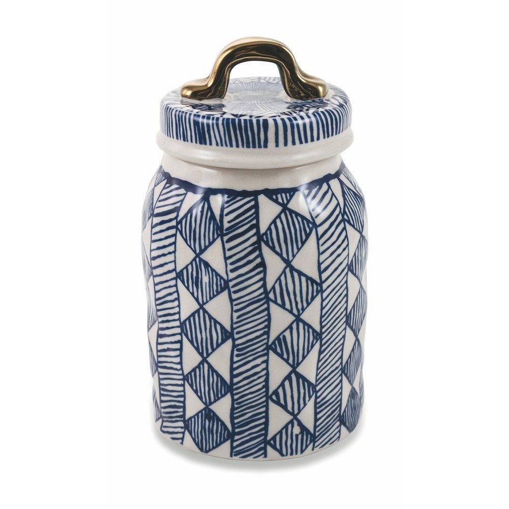 Modro-bílá dóza z kameniny Villa d'Este Masai, výška 20 cm v:1276696