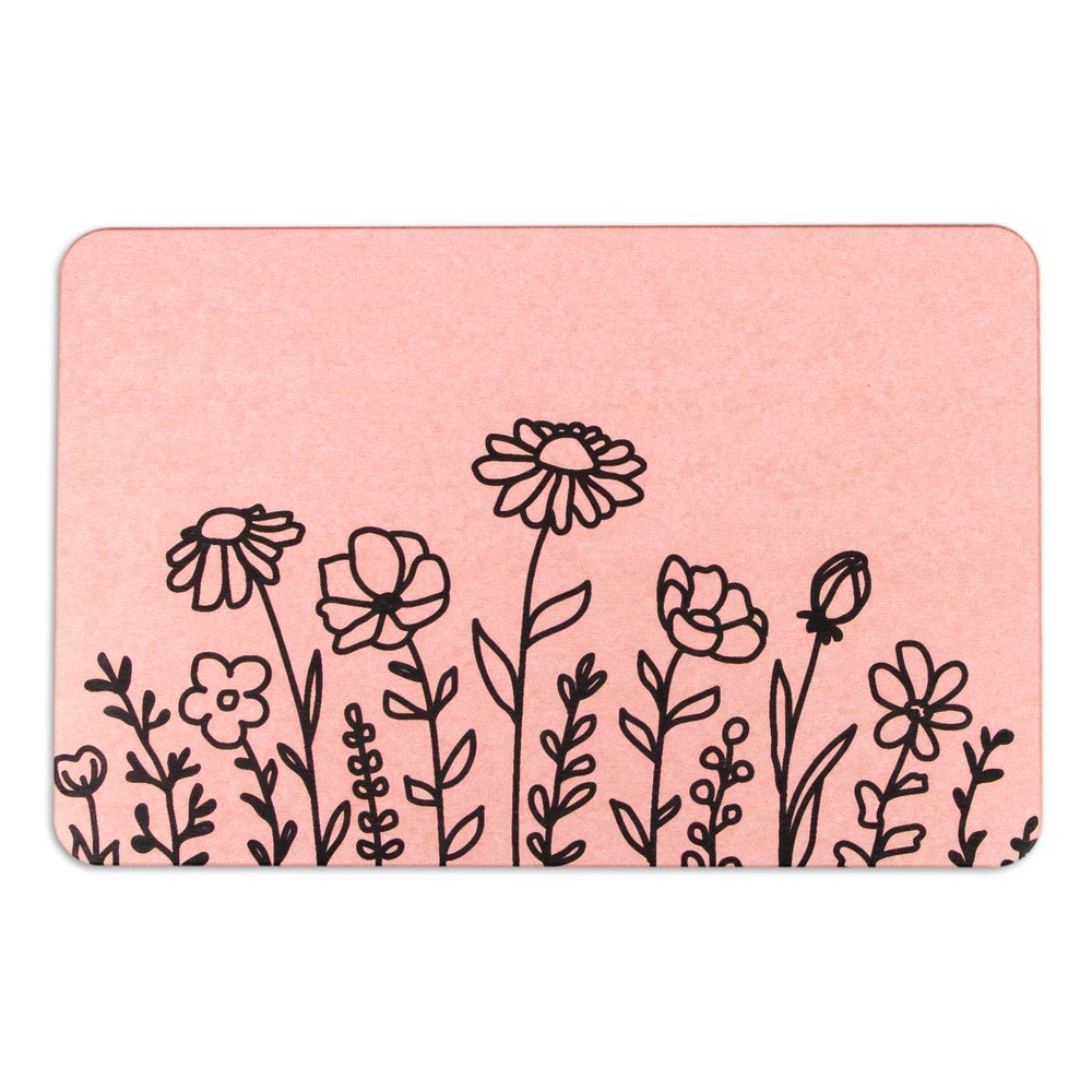 Světle růžová koupelnová předložka z křemeliny 39x60 cm Floral Lines – Artsy Doormats v:1531704